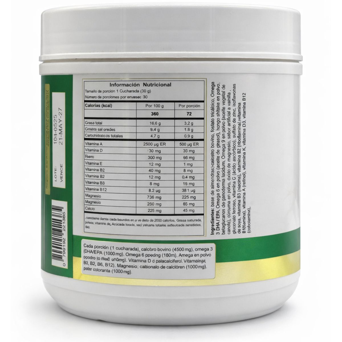 Batido Nutricional con Calostro, Omegas y Hongos Funcionales 600 g  Nutrivex