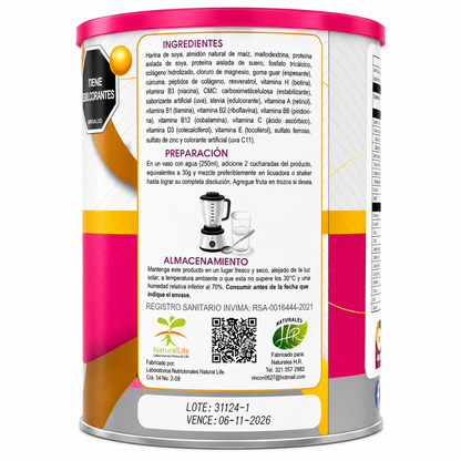 Colágeno Hidrolizado con Cúrcuma Nutri Pluss Sabor Uva 1100 g