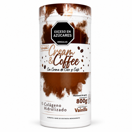 Colágeno Hidrolizado Cream &amp; Coffee con Crema de Coco y Café |  800 g Vainilla