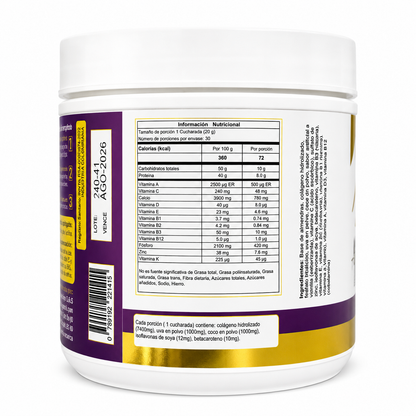 Colágeno Hidrolizado con Isoflavonas de Soya 600 g Nutrivex Sabor Vainilla