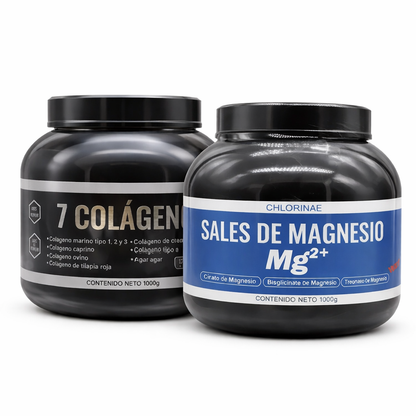 Kit 7 Colágenos 1000g + Sales de Magnesio Mg²⁺ 1000g Pharmezen