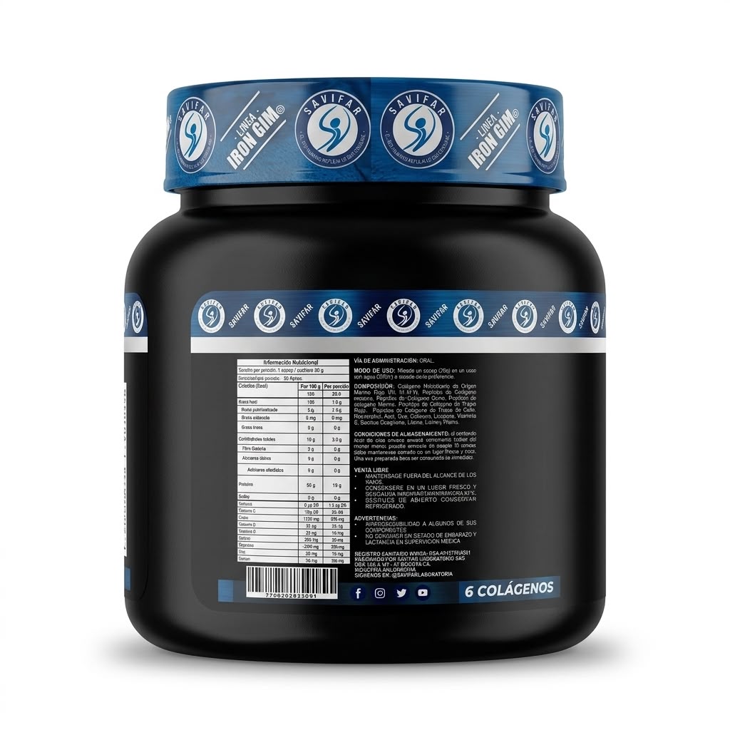 Colágeno 6 Tipos Savifar 1000 g Peptidos de Colágeno Compuesto