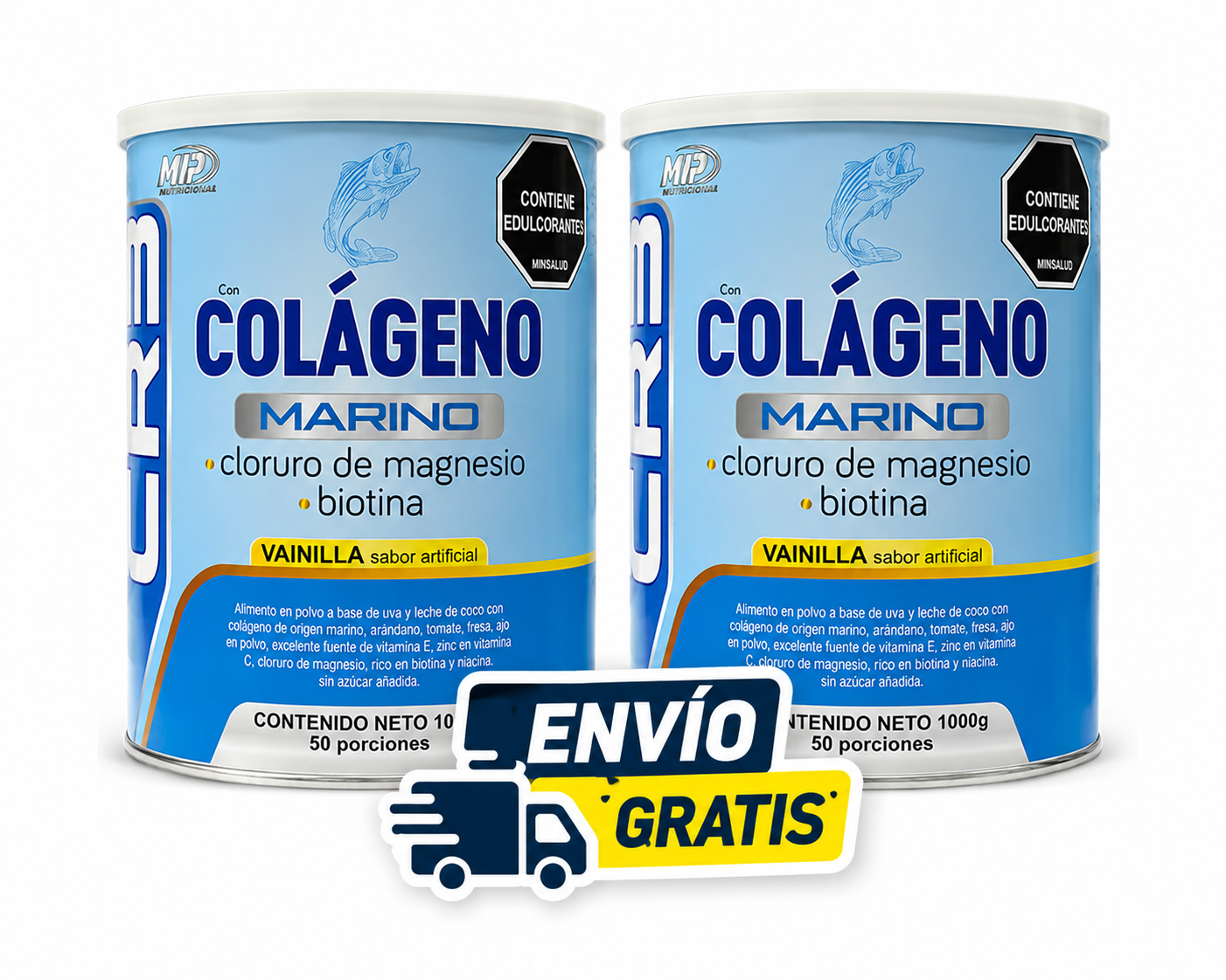 Combo 2 UND CR3 Colageno Marino con Cloruro Magnesio & Biotina 1000g