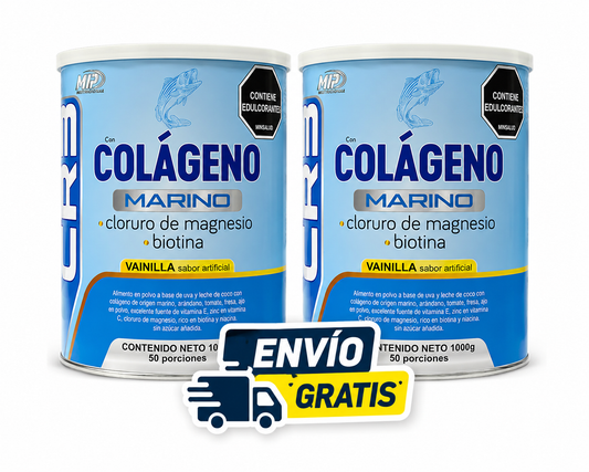 Combo 2 UND CR3 Colageno Marino con Cloruro Magnesio & Biotina 1000g