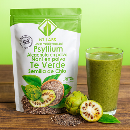 NT Labs  Linaza + Psyllium + Alcachofa + Noni + Te Verde + Semillas De Chia 450gr