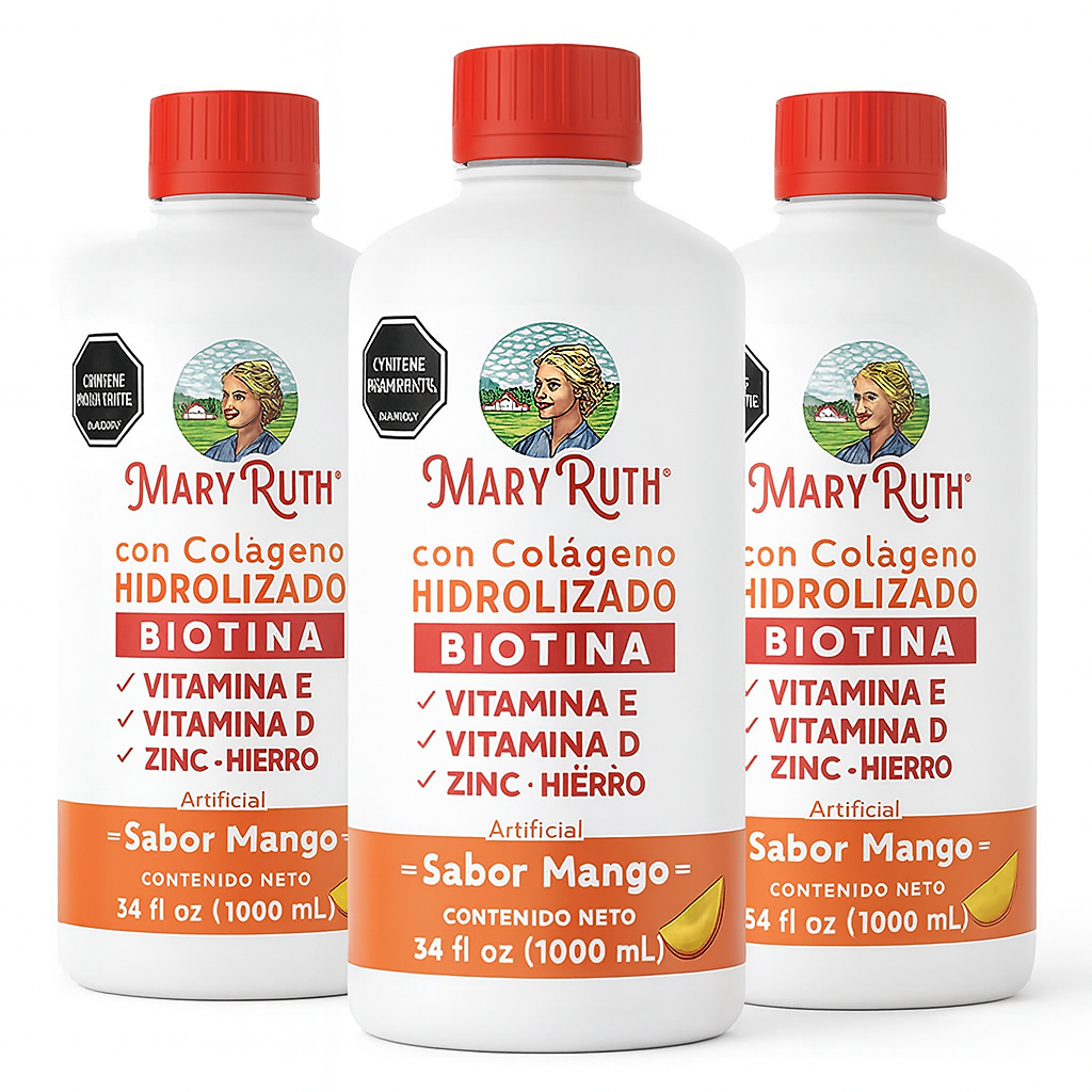Mary Ruth – Colágeno Hidrolizado con Biotina y Vitaminas 1000 mL (Sabor Mango) (Promocion x 3 Und)