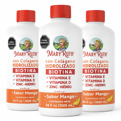 Mary Ruth – Colágeno Hidrolizado con Biotina y Vitaminas 1000 mL (Sabor Mango) (Promocion x 3 Und)