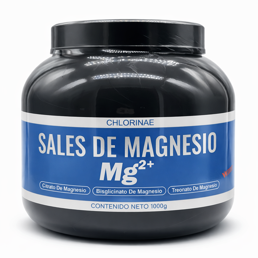 Sales de Magnesio Mg2+ 1000g Premium | Citrato, Bisglicinato y Treonato | Efervescente Sabor Fruit Punch