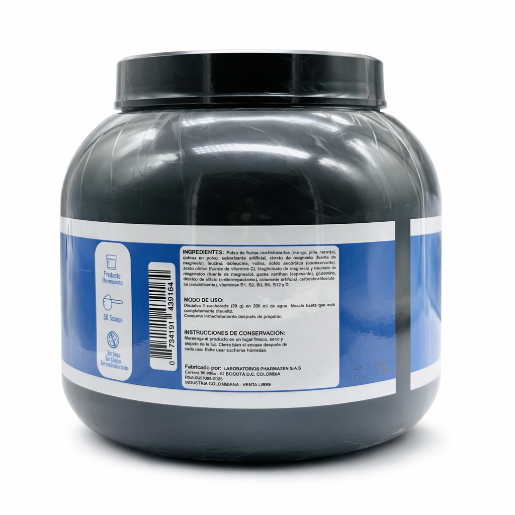 Sales de Magnesio Mg2+ 1000g Premium | Citrato, Bisglicinato y Treonato | Efervescente Sabor Fruit Punch
