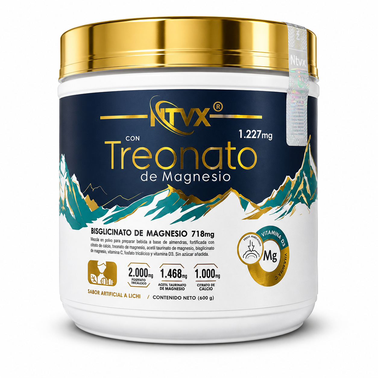 Treonato de Magnesio NTVX 600 g – Mezcla en Polvo Sabor Lichi