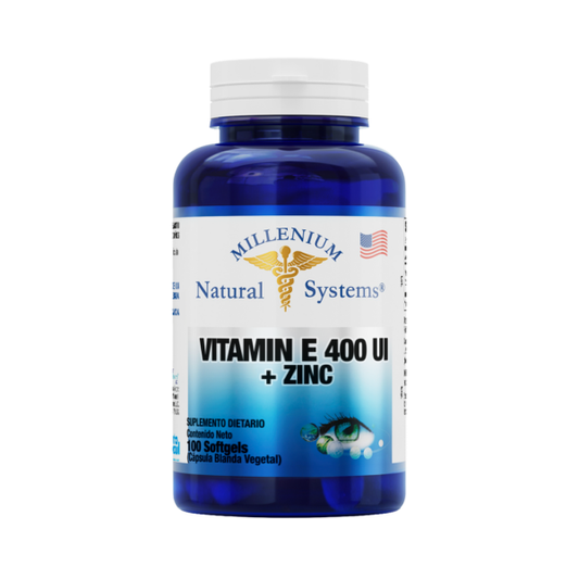 Vitamina E 400 UI + Zinc Millennium Natural Systems x 100 Softgels